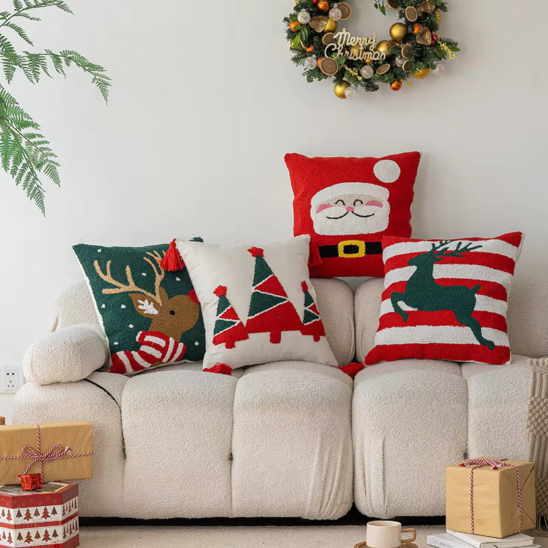 Krisco Kussenhoes - Katoen, Feestelijk Kerstdesign Vierkant 4