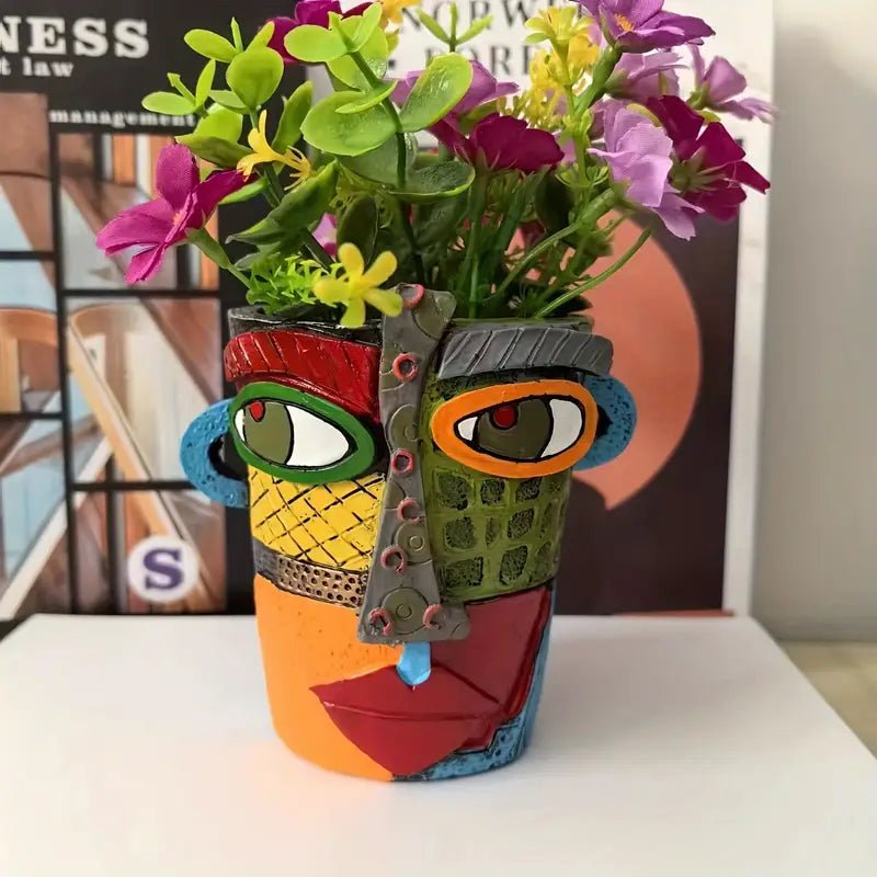 FaceBloom™ – Artistieke Hars Plantenpot – Modern Indoor Outdoor Design