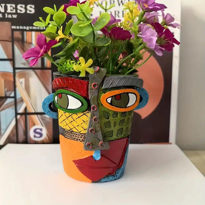 FaceBloom™ – Artistieke Hars Plantenpot – Modern Indoor Outdoor Design