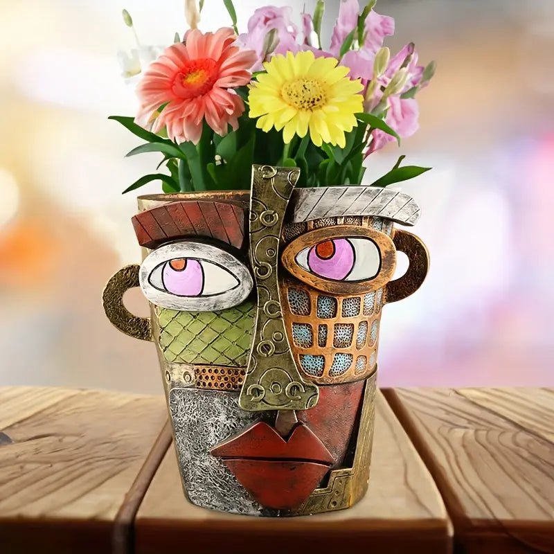 FaceBloom™ – Artistieke Hars Plantenpot – Modern Indoor Outdoor Design