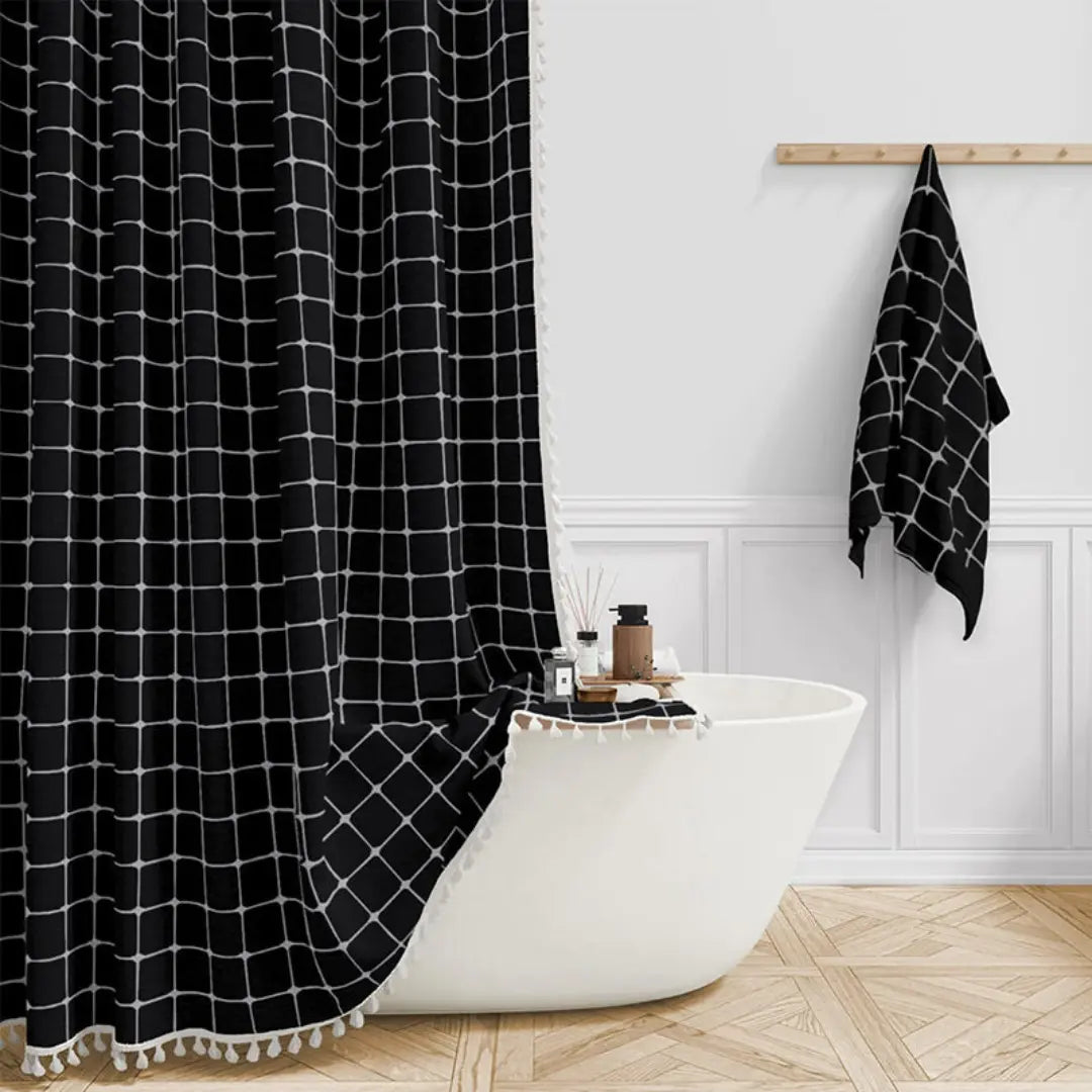 Lina Douchegordijn - Waterdicht Linnen, Boho Stijl met Kwastjes 3