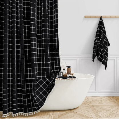 Lina Douchegordijn - Waterdicht Linnen, Boho Stijl met Kwastjes 3