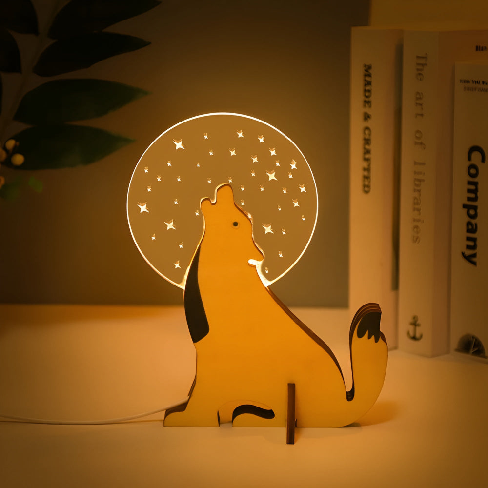 Liora Kindertafellamp - Hout, Schattige Dierenmotieven 3