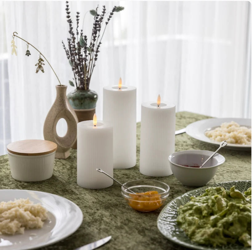 Liora LED Kaarsen Set - Geribbeld Wax, Warm Wit Licht, Draadloos 4