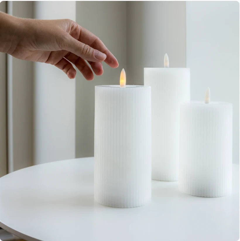 Liora LED Kaarsen Set - Geribbeld Wax, Warm Wit Licht, Draadloos 5