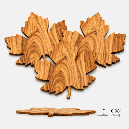 Liora Onderzetters voor Glazen - Houten, Bladvormig Design, Set van 3 0