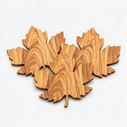 Liora Onderzetters voor Glazen - Houten, Bladvormig Design, Set van 3 4