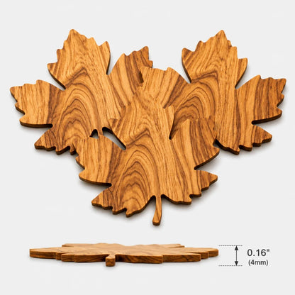 Liora Onderzetters voor Glazen - Houten, Bladvormig Design, Set van 3 5