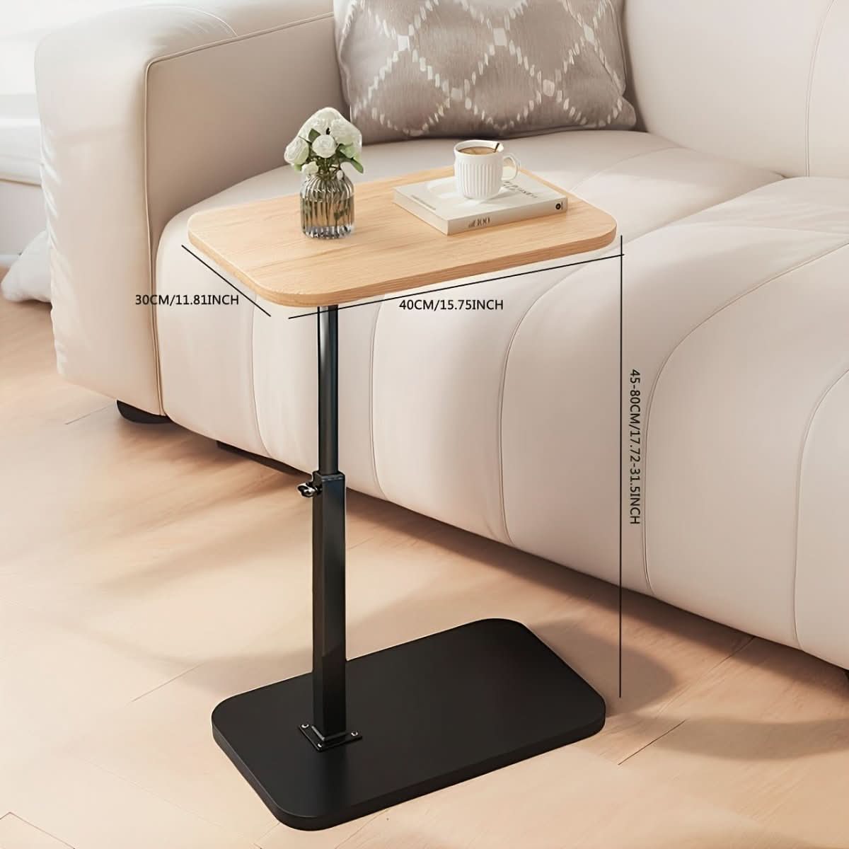 Livelift Bijzettafel - Houten Blad, Verstelbare Hoogte, Modern 4