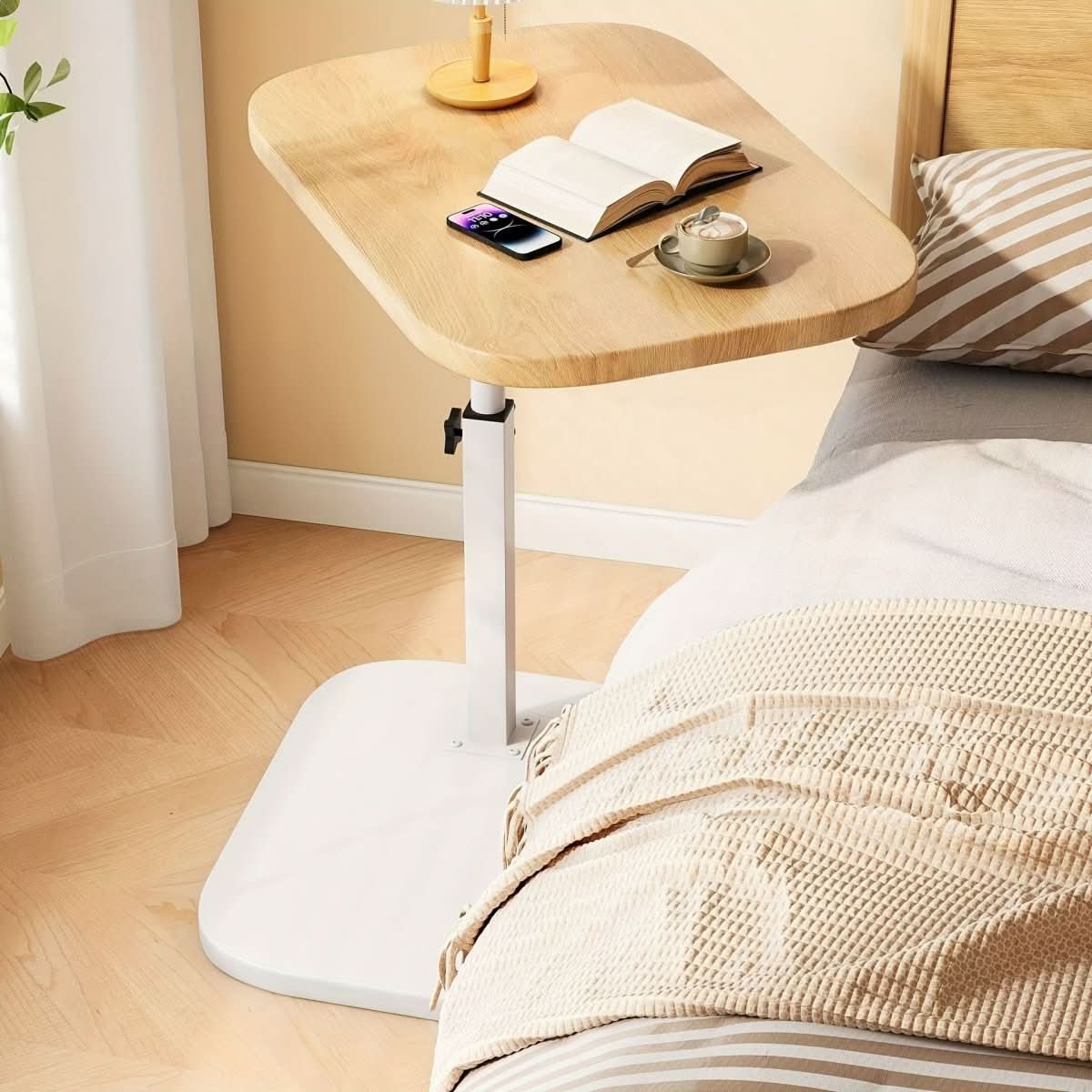 Livelift Bijzettafel - Houten Blad, Verstelbare Hoogte, Modern 8