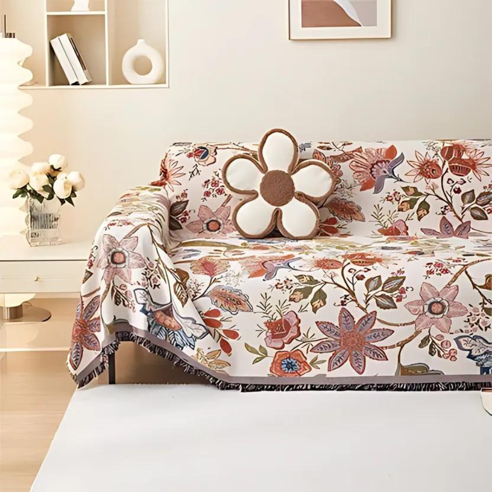 Luna Bloemenworp - Zachte Polyester/Katoenmix, Rustieke Kwastjes 0