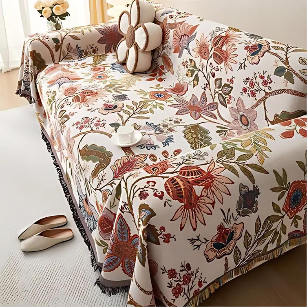 Luna Bloemenworp - Zachte Polyester/Katoenmix, Rustieke Kwastjes 1