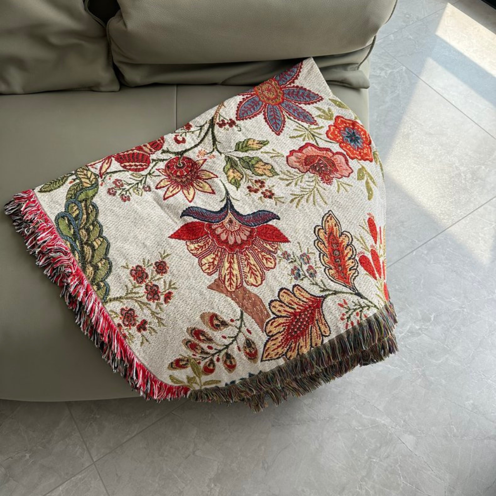 Luna Bloemenworp - Zachte Polyester/Katoenmix, Rustieke Kwastjes 3
