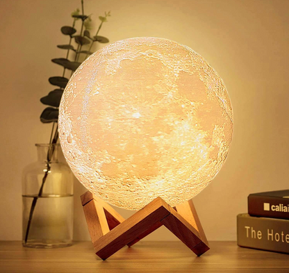 Lunara LED Maanlamp - Draadloos, Dimbaar met Houten Standaard 2