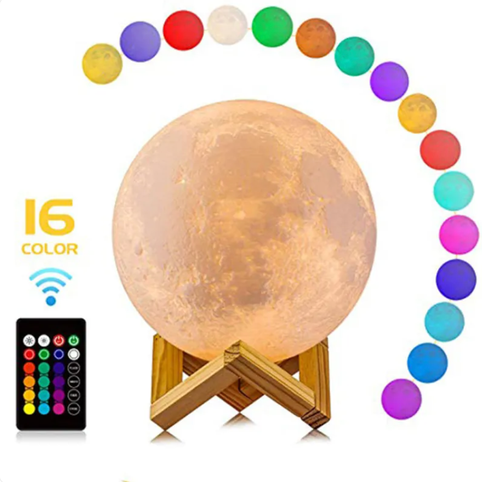 Lunara LED Maanlamp - Draadloos, Dimbaar met Houten Standaard 4