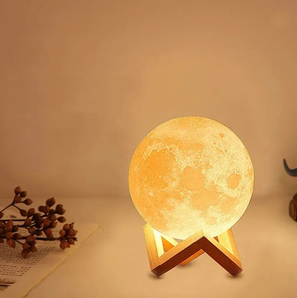 Lunara LED Maanlamp - Draadloos, Dimbaar met Houten Standaard 7
