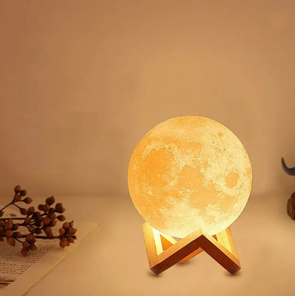 Lunara LED Maanlamp - Draadloos, Dimbaar met Houten Standaard 7