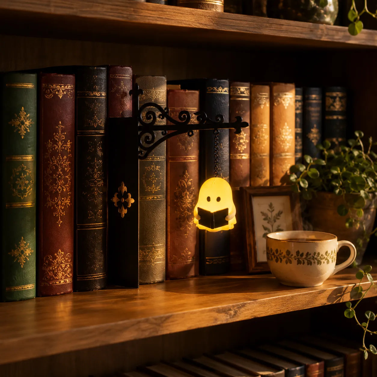 Lunaro Boekenplanklamp - Warm Amber LED, Matzwart Metaal 4