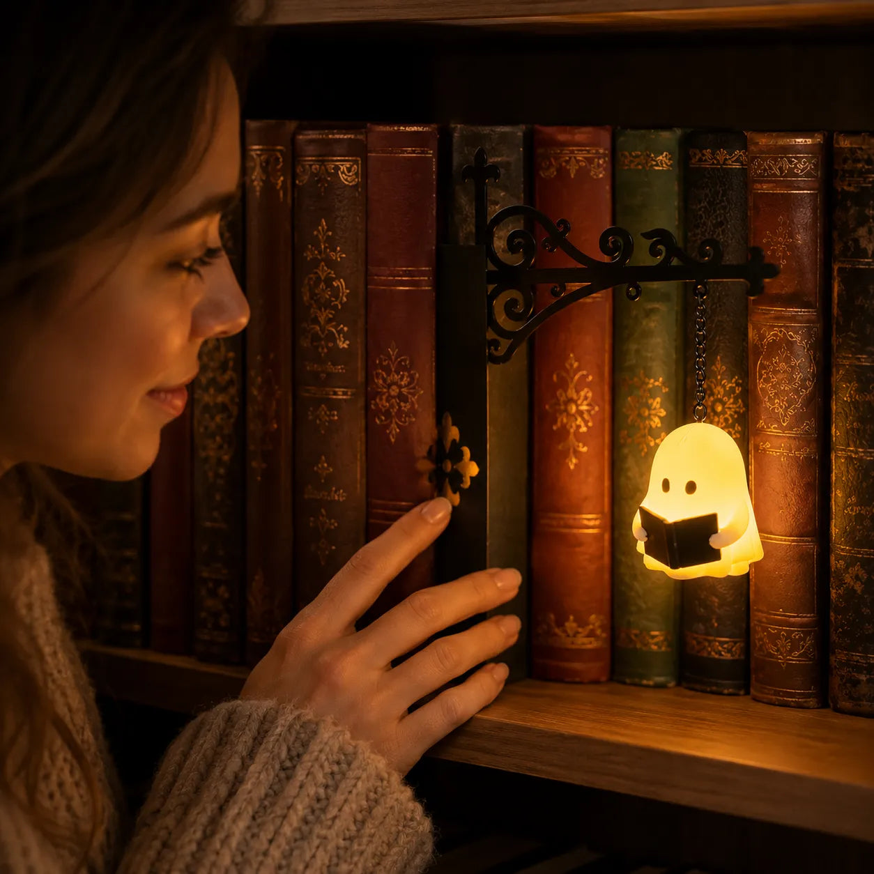 Lunaro Boekenplanklamp - Warm Amber LED, Matzwart Metaal 5