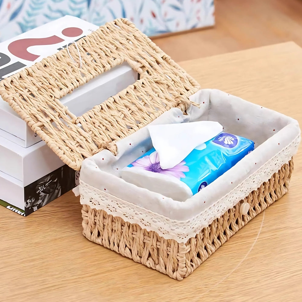 Lunor Tissue Box - Gevlochten Papier, Vintage Stijl 1
