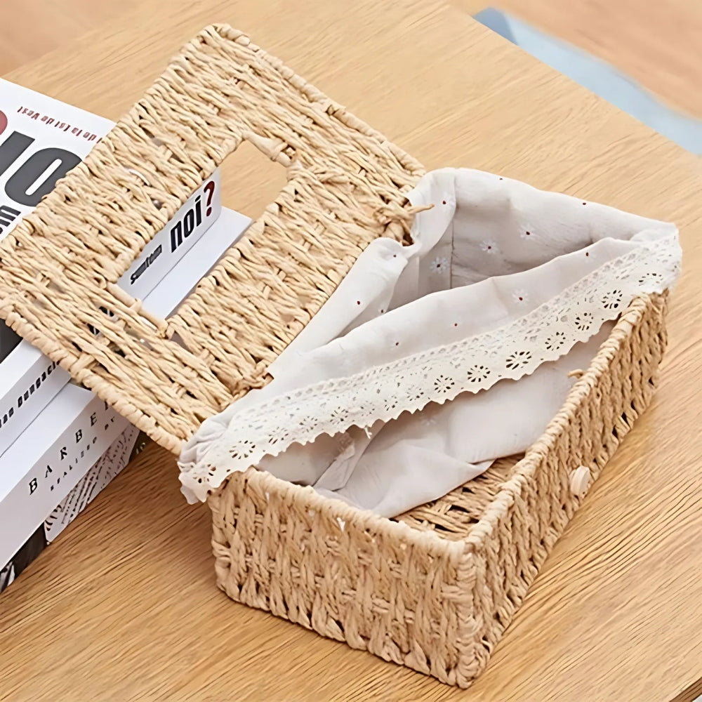 Lunor Tissue Box - Gevlochten Papier, Vintage Stijl 2