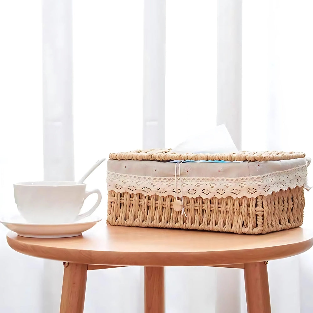 Lunor Tissue Box - Gevlochten Papier, Vintage Stijl 5
