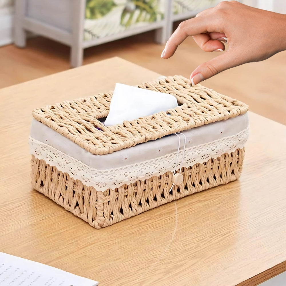 Lunor Tissue Box - Gevlochten Papier, Vintage Stijl 6