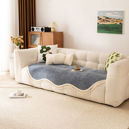 Luxe Chenille Bankhoes - Geweven Structuur met Kwastjes 1
