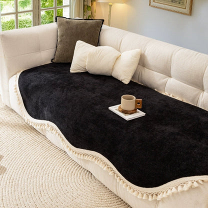 Luxe Chenille Bankhoes - Geweven Structuur met Kwastjes 5