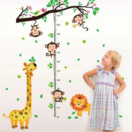 GrowSafari™ – Dierentuin Groeimeter voor aan de Muur – Kleurrijke Meetsticker Set