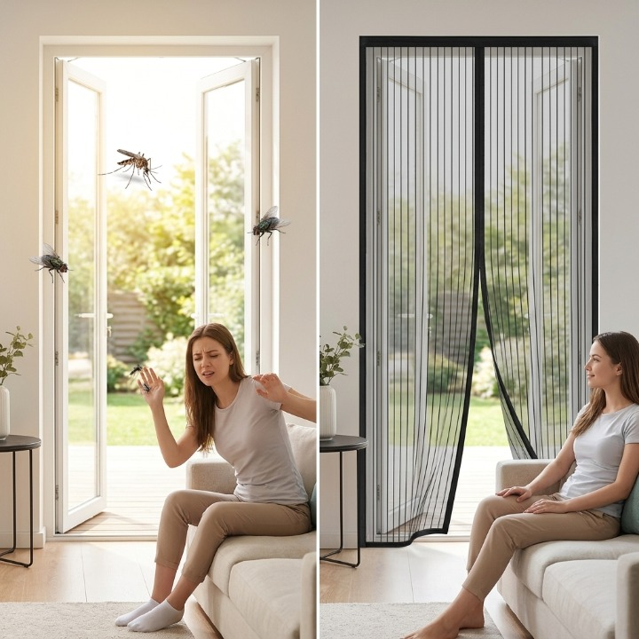 Magneo Deurgordijn - Magnetisch Polyestergaas, Vliegenbescherming Zonder Boren 3
