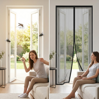 Magneo Deurgordijn - Magnetisch Polyestergaas, Vliegenbescherming Zonder Boren 3