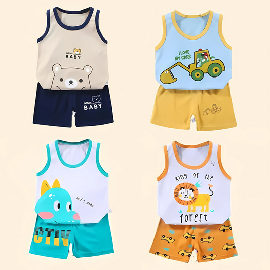 BreezyBunch™ – Luchtige Cartoon Zomerset – Jongens Kinderoutfit