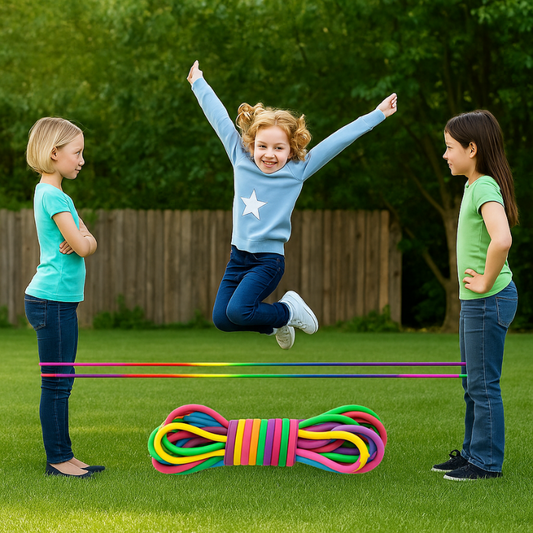 FlexiBounce™ – Elastisch Regenboog Bewegingsspel – Creatief Springplezier voor Kinderen