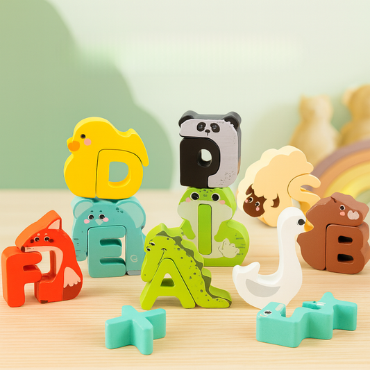 WoordWoud™ – Houten Alfabetpuzzel met Dieren – Leren, Spelen &amp; Ontdekken