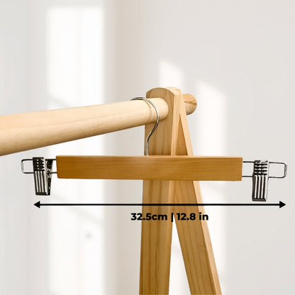 Maxwell Broekhangers Set - Massief Hout met Roestvrijstalen Clips, 10 Stuks 4