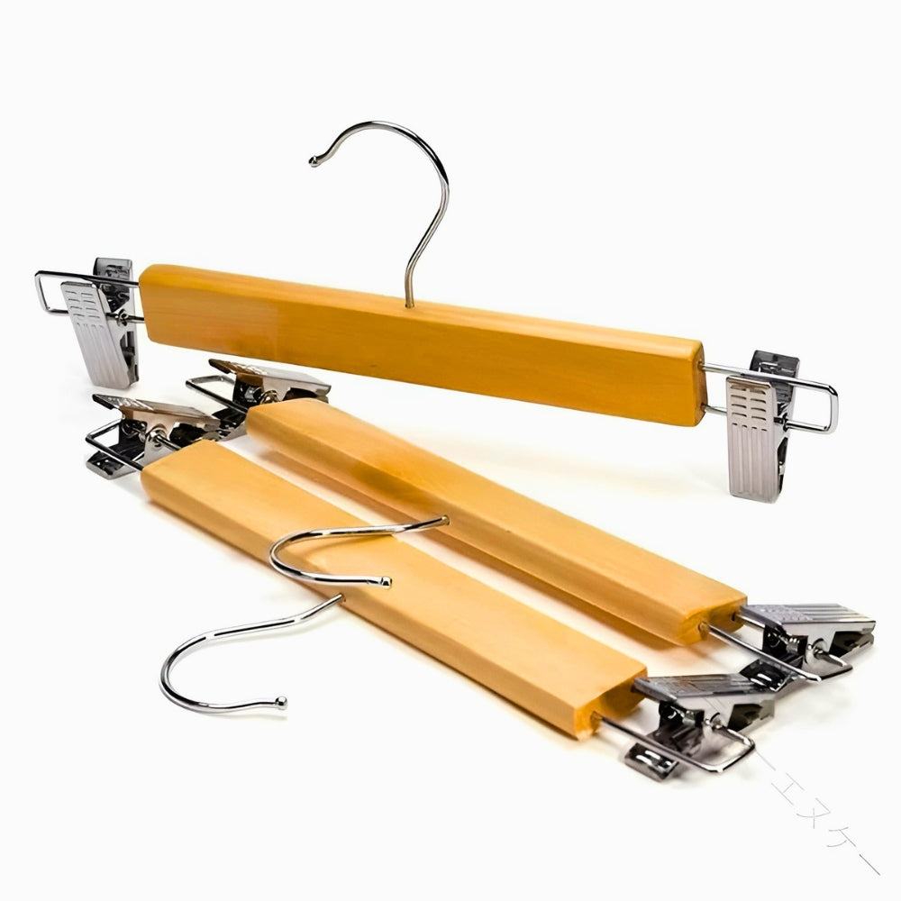 Maxwell Broekhangers Set - Massief Hout met Roestvrijstalen Clips, 10 Stuks 5