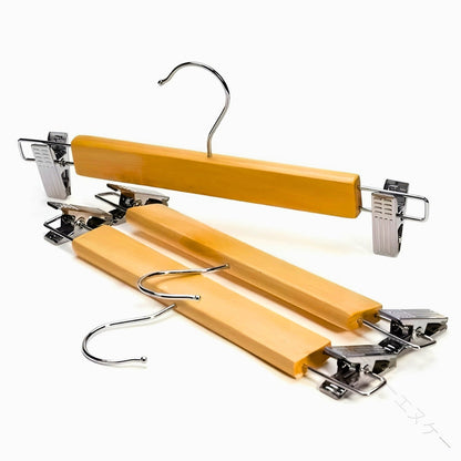 Maxwell Broekhangers Set - Massief Hout met Roestvrijstalen Clips, 10 Stuks 5