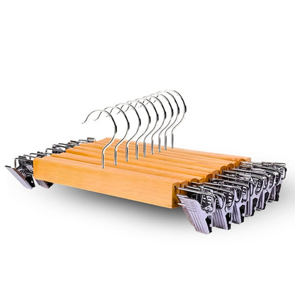 Maxwell Broekhangers Set - Massief Hout met Roestvrijstalen Clips, 10 Stuks 7