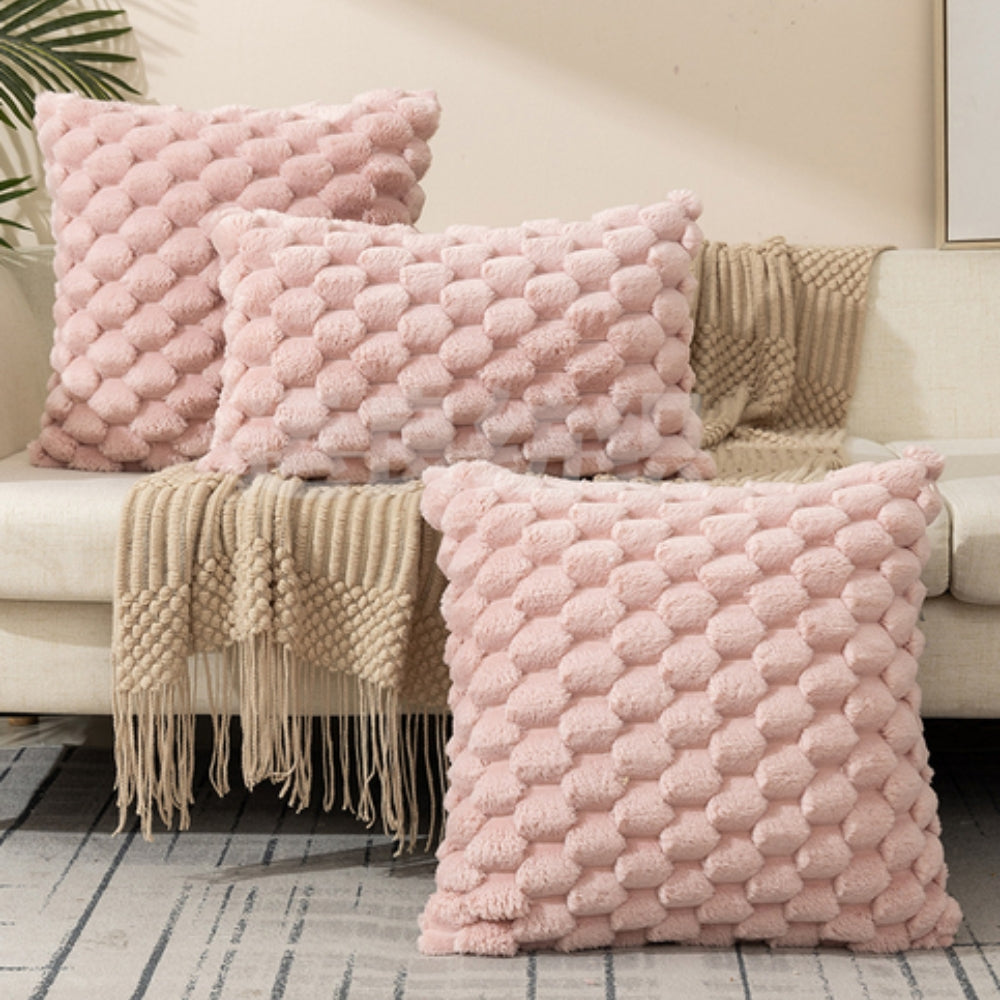 Mellow Kussenhoes 50x50 - Pluche 3D Textuur, Crèmewit 0