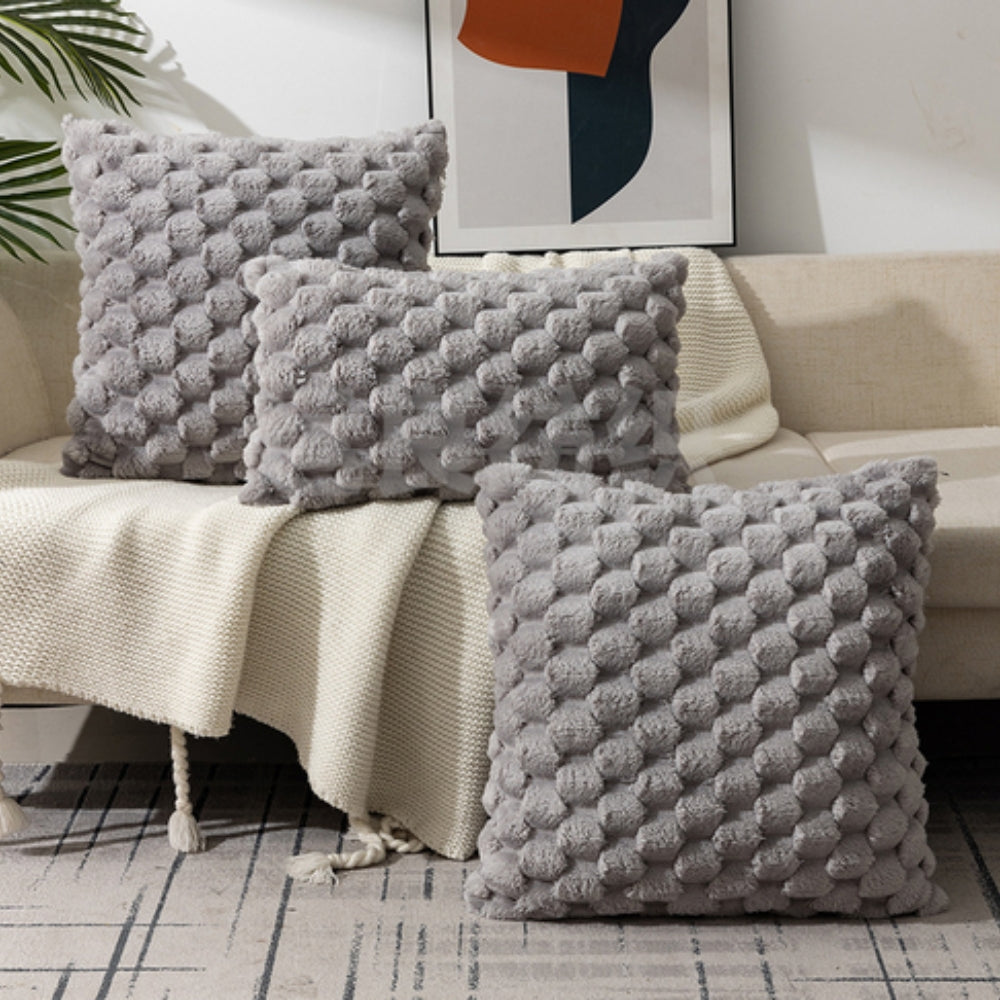 Mellow Kussenhoes 50x50 - Pluche 3D Textuur, Crèmewit 5