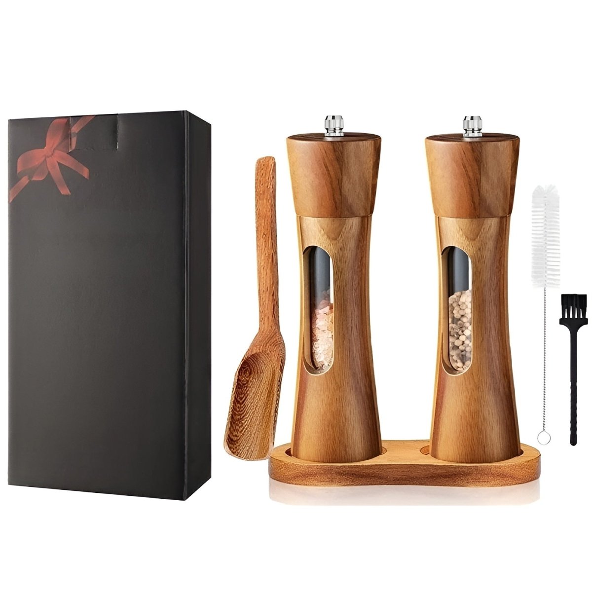 Milo Peper en Zout Molen Set - Houten Design, Verstelbare Maalfunctie 3