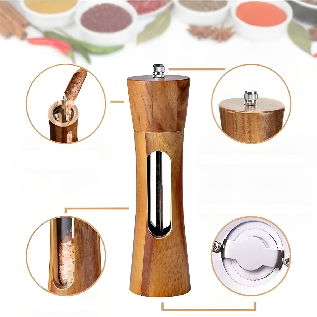 Milo Peper en Zout Molen Set - Houten Design, Verstelbare Maalfunctie 8