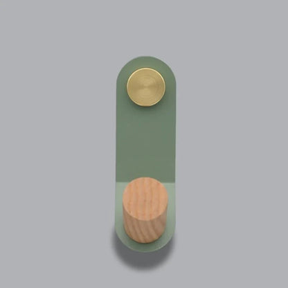 Minimalistische Wandhaak ScandiHook - Pastelkleurig Eikenhout met Messing Accenten, 13 cm voor Jassen en Handdoeken 0