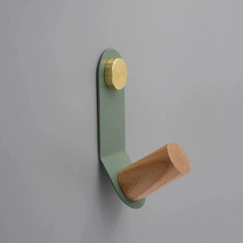 Minimalistische Wandhaak ScandiHook - Pastelkleurig Eikenhout met Messing Accenten, 13 cm voor Jassen en Handdoeken 5