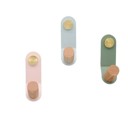 Minimalistische Wandhaak ScandiHook - Pastelkleurig Eikenhout met Messing Accenten, 13 cm voor Jassen en Handdoeken 8