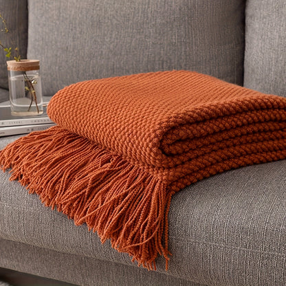 Mira Deken - Zacht Gebreid Polyester, Lodge Stijl 0
