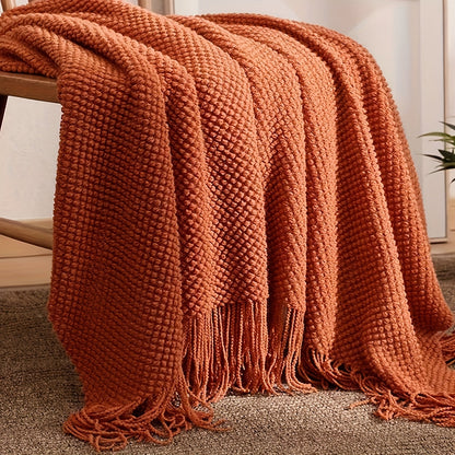 Mira Deken - Zacht Gebreid Polyester, Lodge Stijl 1