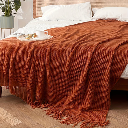 Mira Deken - Zacht Gebreid Polyester, Lodge Stijl 3
