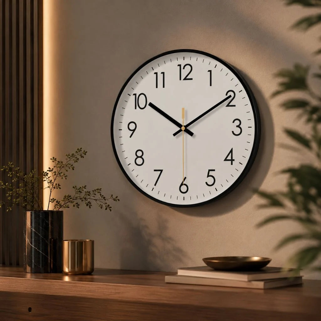 Mira Grote Wandklok - Zwart, Minimalistisch Scandinavisch Design 1